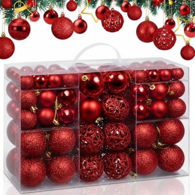 Bakaji Rote Weihnachtskugeln-Set - 3/4/6cm Dekorationen Bakaji Rote Weihnachtskugeln-Set - 3/4/6cm Dekorationen