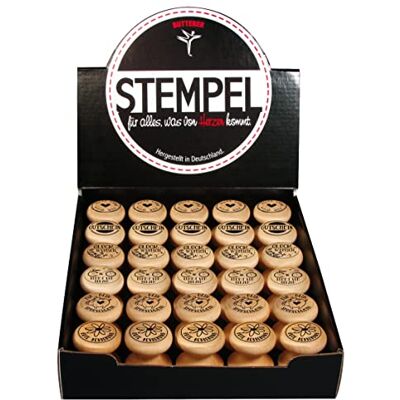 Rayher Display Stempel Allgemein/Vielseitig, 6 Stempelmotive, pro Motiv 5 Stempel, gesamt 30 Stück, rund, 3 cm ø, Holzstempel mit Griff, Rundstempel, Butterer Stempel, 29156000 Rayher Display Stempel Allgemein/Vielseitig, 6 Stempelmotive, pro Motiv 5 Stempel, gesamt 30 Stück, rund, 3 cm ø, Holzstempel mit Griff, Rundstempel, Butterer Stempel, 29156000