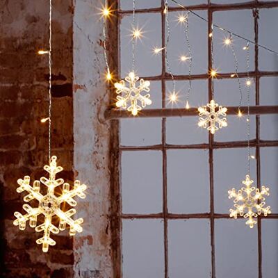 Spetebo LED Schneeflocken Lichtervorhang mit Timer Batterie betrieben 210 cm Lichterkette mit 60 LED in warm weiß Schnee Flocke Weihnachtsdeko Fensterdeko für Außen Spetebo LED Schneeflocken Lichtervorhang mit Timer Batterie betrieben 210 cm Lichterkette mit 60 LED in warm weiß Schnee Flocke Weihnachtsdeko Fensterdeko für Außen