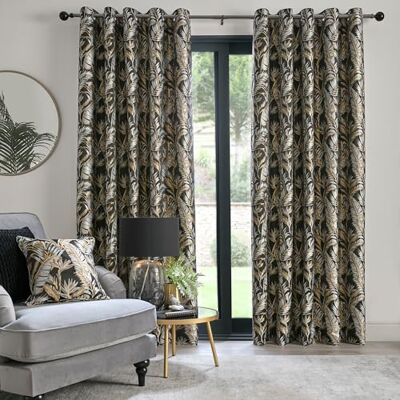 Laurence Llewelyn-Bowen Paradise Palm Jacquard Fertige Ösenschals - Vorhänge Laurence Llewelyn-Bowen Paradise Palm Jacquard Fertige Ösenschals - Vorhänge