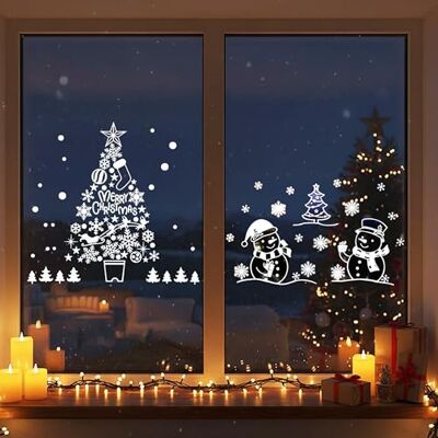 Spetebo Weihnachts Fensterbilder selbstklebend 72 x 54 cm 2er Set Winter Fensteraufkleber Schneemann und Weihnachtsbaum Fenster Sticker Weihnachts Bilder Schneeflocken Merry Christmas Aufkleber Spetebo Weihnachts Fensterbilder selbstklebend 72 x 54 cm 2er Set Winter Fensteraufkleber Schneemann und Weihnachtsbaum Fenster Sticker Weihnachts Bilder Schneeflocken Merry Christmas Aufkleber