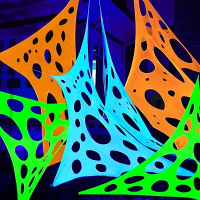 JOYIN 1000 m² Halloween-Spinnennetz-Outdoor-Dekoration, riesige leuchtende Spinnweben, DIY dehnbares Flexibles Spinnennetz in Weiß (blau bei Nacht), grün, orange für Außendekoration, Spukhaus JOYIN 1000 m² Halloween-Spinnennetz-Outdoor-Dekoration, riesige leuchtende Spinnweben, DIY dehnbares Flexibles Spinnennetz in Weiß (blau bei Nacht), grün, orange für Außendekoration, Spukhaus