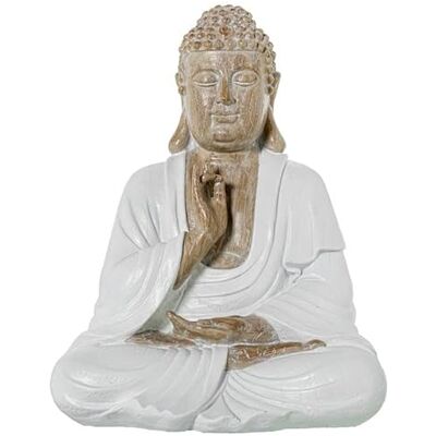 DRW Buddha-Figur meditierend aus weißem und natürlichem Harz, 34 x 27 x 20 cm DRW Buddha-Figur meditierend aus weißem und natürlichem Harz, 34 x 27 x 20 cm