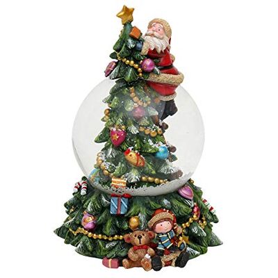 Dekohelden24 Schneekugel am Tannenbaum, mit Weihnachtsmann und Sound, Maße H/B/Ø Kugel: ca. 18,5 x 13,3 cm/Ø 10 cm. Dekohelden24 Schneekugel am Tannenbaum, mit Weihnachtsmann und Sound, Maße H/B/Ø Kugel: ca. 18,5 x 13,3 cm/Ø 10 cm.