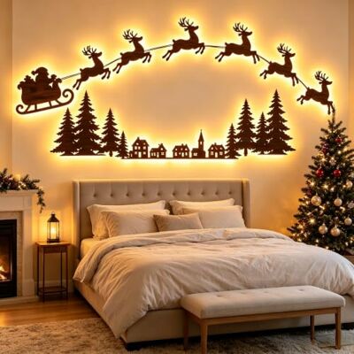 Generic LED Rentier-Wanddekoration 3D Beleuchtung Holz Rentier Weihnachten Dekor Rentier-Wandkunst aus Holz mit LED und Fernbedienung – 3D Silhouette Lichter für Wohnzimmer, Schlafzimmer Generic LED Rentier-Wanddekoration 3D Beleuchtung Holz Rentier Weihnachten Dekor Rentier-Wandkunst aus Holz mit LED und Fernbedienung – 3D Silhouette Lichter für Wohnzimmer, Schlafzimmer