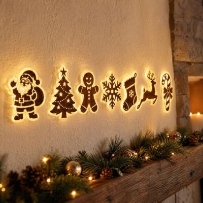 Generic LED-Rentier-Wanddekorationen Festliche Weihnachtsbeleuchtung Weihnachtsdeko LED Rentier Wanddeko, 7er 3D Rentier Weihnachtsbeleuchtung Innen Wand Deko Generic LED-Rentier-Wanddekorationen Festliche Weihnachtsbeleuchtung Weihnachtsdeko LED Rentier Wanddeko, 7er 3D Rentier Weihnachtsbeleuchtung Innen Wand Deko