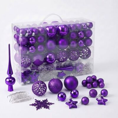 Spetebo Kunststoff Christbaumkugel Set 111-teilig bruchsicher lila Weihnachtskugeln inklusive Metall Haken Weihnachtskugeln Deko Schmuck Anhänger für Weihnachtsbaum Christbaum Tannenbaum Spetebo Kunststoff Christbaumkugel Set 111-teilig bruchsicher lila Weihnachtskugeln inklusive Metall Haken Weihnachtskugeln Deko Schmuck Anhänger für Weihnachtsbaum Christbaum Tannenbaum