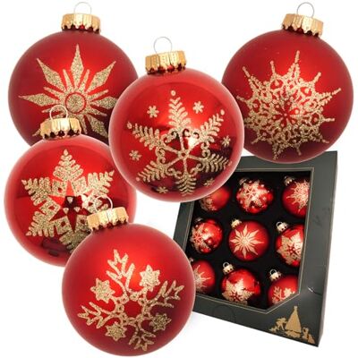 Krebs Glas Lauscha Weihnachtsdekoration/Christbaumschmuck aus Glas Weihnachtskugeln Glanz/Seidenmatt Farbe: Rot 9 Stück Größe: ca. 8 cm Krebs Glas Lauscha Weihnachtsdekoration/Christbaumschmuck aus Glas Weihnachtskugeln Glanz/Seidenmatt Farbe: Rot 9 Stück Größe: ca. 8 cm