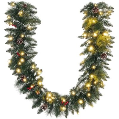 HOMCOM Weihnachtsgirlande 1,8m mit Beleuchtung 50 LEDs mit Timer Grün Tannengirlande, mit Tannenzapfen Beeren, Weihnachtsdeko, Künstliche Weihnachtsgirlande, für Innen & Außen HOMCOM Weihnachtsgirlande 1,8m mit Beleuchtung 50 LEDs mit Timer Grün Tannengirlande, mit Tannenzapfen Beeren, Weihnachtsdeko, Künstliche Weihnachtsgirlande, für Innen & Außen