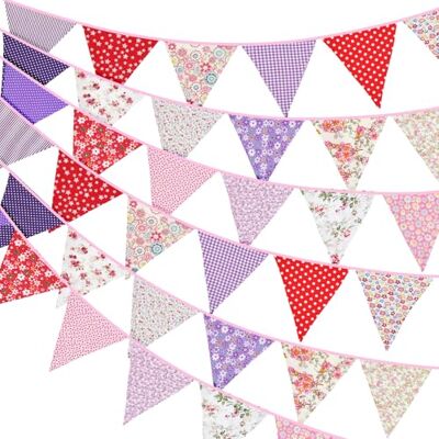 G2PLUS 10M Süße Beidseitig Wimpel Girlande Stoff: Rot und Lila Bunting Wimpelkette, Stoffgirlande mit 36 STK Farbenfroh Wimpeln für Hochzeits Geburtstag Party,Kinderzimmer-Deko G2PLUS 10M Süße Beidseitig Wimpel Girlande Stoff: Rot und Lila Bunting Wimpelkette, Stoffgirlande mit 36 STK Farbenfroh Wimpeln für Hochzeits Geburtstag Party,Kinderzimmer-Deko