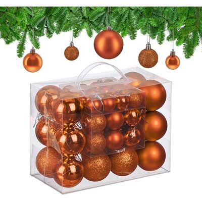 Relaxdays Weihnachtskugeln im 50er Set, Kunststoff, Weihnachtsdeko, matt, glänzend & glitzernd, versch. Größen, Farbwahl Relaxdays Weihnachtskugeln im 50er Set, Kunststoff, Weihnachtsdeko, matt, glänzend & glitzernd, versch. Größen, Farbwahl