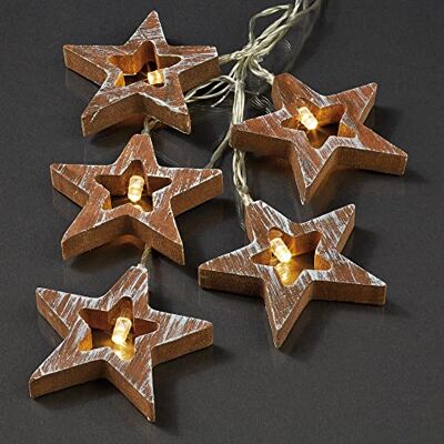 hellum LED Lichterkette Batterie Holzsterne (3xAAA), 10 LED warmweiß innen Lichterkette innen klein mit Sternen aus Holz, beleuchtet 1,35m, Kabel transparent, für und Weihnachtsbaum und Fenster 521108 hellum LED Lichterkette Batterie Holzsterne (3xAAA), 10 LED warmweiß innen Lichterkette innen klein mit Sternen aus Holz, beleuchtet 1,35m, Kabel transparent, für und Weihnachtsbaum und Fenster 521108