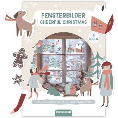 Papierdrachen Fensteraufkleber Cheerful Christmas 6 DIN A4 Stickerbögen mit winterlichen Motiven Weihnachtsdeko 2026 Kinderzimmer Wohnbereich statisch haftend Papierdrachen Fensteraufkleber Cheerful Christmas 6 DIN A4 Stickerbögen mit winterlichen Motiven Weihnachtsdeko 2026 Kinderzimmer Wohnbereich statisch haftend