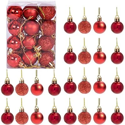 SHATCHI 30 mm/24 Stück Weihnachtskugeln, bruchsicher, rot, Weihnachtsbaumschmuck, Kugel, Ornamente, Kugeln, Weihnachtsdekoration, Urlaubsdekoration, glänzend, matt, Glitzer SHATCHI 30 mm/24 Stück Weihnachtskugeln, bruchsicher, rot, Weihnachtsbaumschmuck, Kugel, Ornamente, Kugeln, Weihnachtsdekoration, Urlaubsdekoration, glänzend, matt, Glitzer