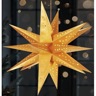 BRUBAKER 3D Weihnachtsstern für Innen 60 cm XXL Leuchtstern Weihnachten Batteriebetrieben mit Timer LED Stern Hängend Adventsstern für Fensterdeko und Weihnachtsdeko Papierstern Gold BRUBAKER 3D Weihnachtsstern für Innen 60 cm XXL Leuchtstern Weihnachten Batteriebetrieben mit Timer LED Stern Hängend Adventsstern für Fensterdeko und Weihnachtsdeko Papierstern Gold