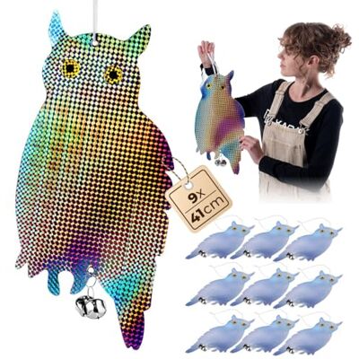 KADAX 9er-Set Reflektierende Eulen zur effektiven Vogelabwehr, Vogelscheuche zur Abschreckung von Vögeln auf Balkon und im Garten, Vogelschreck aus Kunststoff KADAX 9er-Set Reflektierende Eulen zur effektiven Vogelabwehr, Vogelscheuche zur Abschreckung von Vögeln auf Balkon und im Garten, Vogelschreck aus Kunststoff