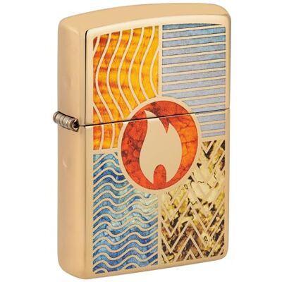 Zippo Sturmfeuerzeug Elements of Earth, High Polish Brass, Fusion Nachfüllbar Wiederverwendbar Windfestes Design Geschenkbox Made in USA Zippo Sturmfeuerzeug Elements of Earth, High Polish Brass, Fusion Nachfüllbar Wiederverwendbar Windfestes Design Geschenkbox Made in USA