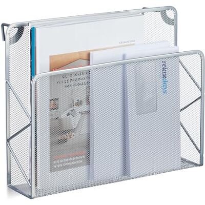 Relaxdays Zeitschriftenhalter Wand, Zeitungsablage hängend, Wandkorb, HBT 28x35,5x10 cm, Magazinhalter, Metall, Silber Relaxdays Zeitschriftenhalter Wand, Zeitungsablage hängend, Wandkorb, HBT 28x35,5x10 cm, Magazinhalter, Metall, Silber