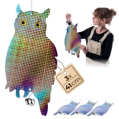KADAX 3er-Set Reflektierende Eule zur effektiven Vogelabwehr, Vogelscheuche zur Abschreckung von Vögeln auf Balkon und im Garten, Vogelschreck aus Kunststoff KADAX 3er-Set Reflektierende Eule zur effektiven Vogelabwehr, Vogelscheuche zur Abschreckung von Vögeln auf Balkon und im Garten, Vogelschreck aus Kunststoff