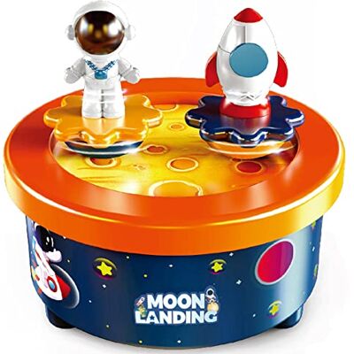 WEofferwhatYOUwant Spieluhr Mondlandung – Musikbox mit Astronaut & Rakete auf Mondkrater – "Fly Me to the Moon“ Melodie – Mechanisch, ohne Batterien – Geschenk, Tortenaufsatz, Kinderzimmer Deko WEofferwhatYOUwant Spieluhr Mondlandung – Musikbox mit Astronaut & Rakete auf Mondkrater – "Fly Me to the Moon“ Melodie – Mechanisch, ohne Batterien – Geschenk, Tortenaufsatz, Kinderzimmer Deko