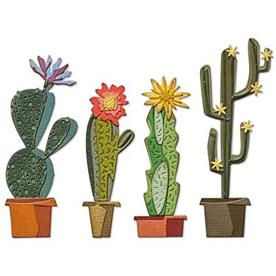Sizzix Thinlits Stanzschablonen, 9PK, Funky Cactus von Tim Holtz, 665365 Sizzix Thinlits Stanzschablonen, 9PK, Funky Cactus von Tim Holtz, 665365