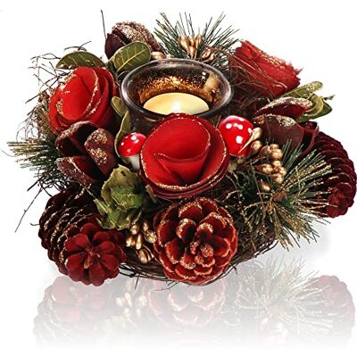 com-four ® Teelichthalter, dekorativer Kerzenständer für Weihnachten Kerzenhalter mit natürlichen Materialien Handarbeit com-four ® Teelichthalter, dekorativer Kerzenständer für Weihnachten Kerzenhalter mit natürlichen Materialien Handarbeit