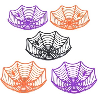 JOYIN 5 Halloween-Schalen aus Kunststoff mit Spinnennetz für Halloween, Süßes oder Saures, zum Mitnehmen von Süßigkeiten, Schalen zum Mitnehmen in die Hand, Party-Zubehör mit Spinnennetz-Motiv JOYIN 5 Halloween-Schalen aus Kunststoff mit Spinnennetz für Halloween, Süßes oder Saures, zum Mitnehmen von Süßigkeiten, Schalen zum Mitnehmen in die Hand, Party-Zubehör mit Spinnennetz-Motiv