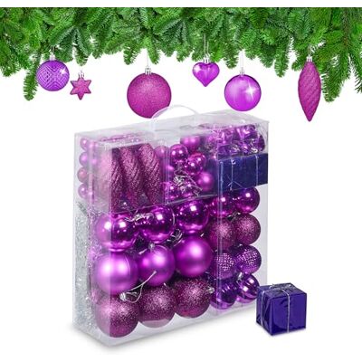 Relaxdays Modell - 110 Weihnachtskugeln Fuchsia - Weihnachtsdekorationen-Set Relaxdays Modell - 110 Weihnachtskugeln Fuchsia - Weihnachtsdekorationen-Set