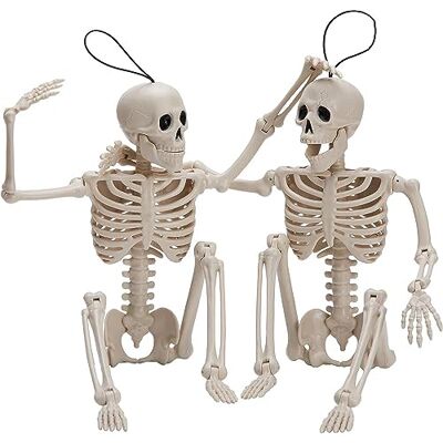 JOYIN 2 Stück 40.6 cm Halloween Deko Skelett,Ganzkörper Mini Hängende Skelette mit beweglichen Gelenken für Halloween Hause Party Dekoration JOYIN 2 Stück 40.6 cm Halloween Deko Skelett,Ganzkörper Mini Hängende Skelette mit beweglichen Gelenken für Halloween Hause Party Dekoration
