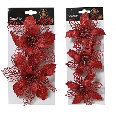 Kaemingk Weihnachtsstern Blüten künstlich 11 & 16cm mit Clip 5er Set Glitzer Christbaumschmuck Kunstblumen Weihnachten Christstern Deko Weihnachtsblume Blume Weihnachtsdeko Rot Kaemingk Weihnachtsstern Blüten künstlich 11 & 16cm mit Clip 5er Set Glitzer Christbaumschmuck Kunstblumen Weihnachten Christstern Deko Weihnachtsblume Blume Weihnachtsdeko Rot