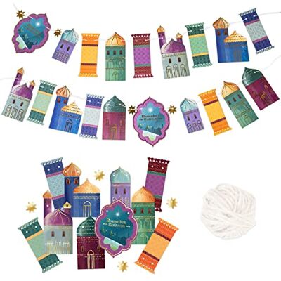 Papierdrachen 10m Girlande als Dekoration für Ramadan Colourful goldfoliert Deko zum Basteln für Jungen, Mädchen & Erwachsene wunderschöne dekorative Gestaltung zu Ramadan Set 01 Papierdrachen 10m Girlande als Dekoration für Ramadan Colourful goldfoliert Deko zum Basteln für Jungen, Mädchen & Erwachsene wunderschöne dekorative Gestaltung zu Ramadan Set 01