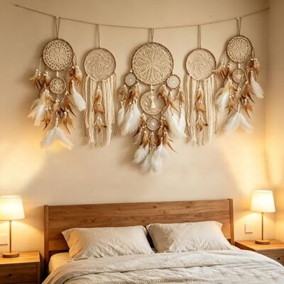 Remorlet 5 Stück/Set Traumfänger, Boho-Wanddekoration, Mond und Sonne, Feder, handgefertigt, traditioneller Traumfänger, Wandbehang, Dekoration für Kinderzimmer, Erwachsene, Wohnzimmer, Zuhause, böhmische Remorlet 5 Stück/Set Traumfänger, Boho-Wanddekoration, Mond und Sonne, Feder, handgefertigt, traditioneller Traumfänger, Wandbehang, Dekoration für Kinderzimmer, Erwachsene, Wohnzimmer, Zuhause, böhmische