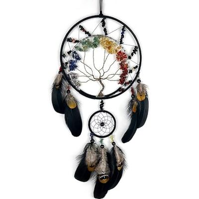 Pretty Jolly 7 Chakren Schwarzer Lebensbaum Traumfänger Wanddekoration mit Regenbogen Heilung Kristall Stein Handgemachte Kunst Feder Traumfänger Wand hängende Ornament für Schlafzimmer Dekor Segen Geschenk Pretty Jolly 7 Chakren Schwarzer Lebensbaum Traumfänger Wanddekoration mit Regenbogen Heilung Kristall Stein Handgemachte Kunst Feder Traumfänger Wand hängende Ornament für Schlafzimmer Dekor Segen Geschenk