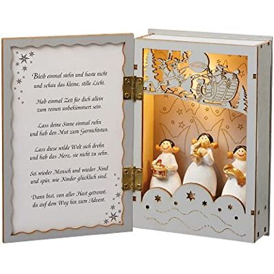 hellum LED Holzbuch Weihnachten mit Musik, Batterie für innen, warmweiß Weihnachtsdeko mit Engel Figuren, 15x20cm, Weihnachtsdeko Fenster, Tisch, Kinderzimmer, Büro, Wohnzimmer, Schlafzimmer 521399 hellum LED Holzbuch Weihnachten mit Musik, Batterie für innen, warmweiß Weihnachtsdeko mit Engel Figuren, 15x20cm, Weihnachtsdeko Fenster, Tisch, Kinderzimmer, Büro, Wohnzimmer, Schlafzimmer 521399