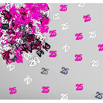 SHATCHI Konfetti zum 25. Geburtstag, 14 g, rosa und silberfarben, metallisch, glitzernd, Tischstreuer, Partydekoration SHATCHI Konfetti zum 25. Geburtstag, 14 g, rosa und silberfarben, metallisch, glitzernd, Tischstreuer, Partydekoration