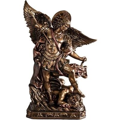 DRW Figur Erzengel San Michael aus Harz, handbemalt, Bronze, 100 cm DRW Figur Erzengel San Michael aus Harz, handbemalt, Bronze, 100 cm