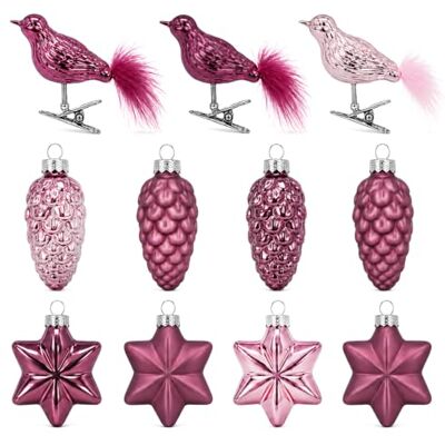 com-four ® 11x Weihnachtsbaumanhänger aus Glas Sterne, Zapfen & Vögel Edler Christbaumschmuck zum Aufhängen 11-teiliges Set für Tannenbaum, Weihnachtsbaum und festliche Dekoration com-four ® 11x Weihnachtsbaumanhänger aus Glas Sterne, Zapfen & Vögel Edler Christbaumschmuck zum Aufhängen 11-teiliges Set für Tannenbaum, Weihnachtsbaum und festliche Dekoration