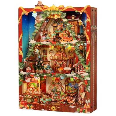 Tonecheer 3D Puzzle Rahmen Bausatz, DIY Book Nook Holz Miniaturhaus Diorama mit LED & Staubschutzabdeckung, Wanddekoration Bastelfans(Weihnachtsbaum‑Haus) Tonecheer 3D Puzzle Rahmen Bausatz, DIY Book Nook Holz Miniaturhaus Diorama mit LED & Staubschutzabdeckung, Wanddekoration Bastelfans(Weihnachtsbaum‑Haus)