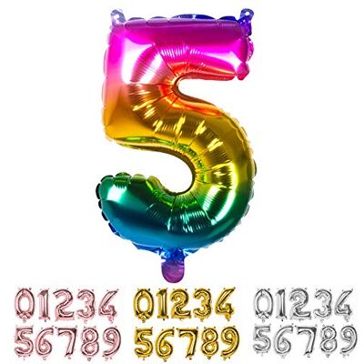 Boland Folienballon Zahl, Größe 36 cm, Regenbogenfarben, Zahlenballon, Nummer, Ballon, Helium, Geburtstag, Jubiläum, Jubiläumsjahr, Lebensjahr, Überraschungsparty, Dekoration Boland Folienballon Zahl, Größe 36 cm, Regenbogenfarben, Zahlenballon, Nummer, Ballon, Helium, Geburtstag, Jubiläum, Jubiläumsjahr, Lebensjahr, Überraschungsparty, Dekoration