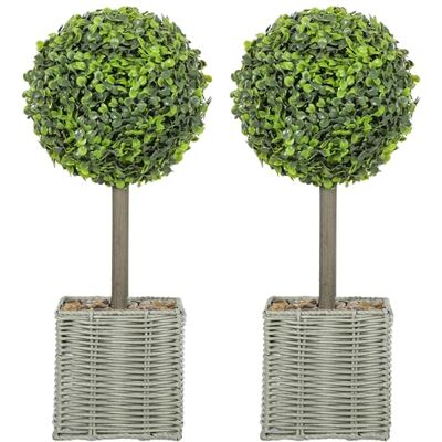 HOMCOM 2er Set Künstliche Buchsbaumkugel 50cm Kunstpflanze mit Zierkieseln HOMCOM 2er Set Künstliche Buchsbaumkugel 50cm Kunstpflanze mit Zierkieseln