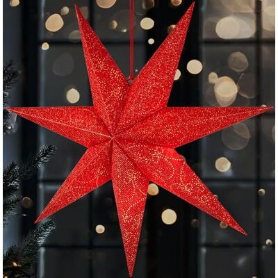 BRUBAKER 60 cm Weihnachtsstern für Innen LED Adventsstern Hängend Leuchtstern zum Aufhängen für Fensterdeko und Weihnachtsdeko 3D Papierstern Deko Weihnachten Rot BRUBAKER 60 cm Weihnachtsstern für Innen LED Adventsstern Hängend Leuchtstern zum Aufhängen für Fensterdeko und Weihnachtsdeko 3D Papierstern Deko Weihnachten Rot