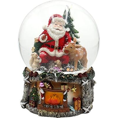 Dekohelden24 XXL Schneekugel, Weihnachtsmann mit REH und Tannenbaum, mit Sound, auf aufwendig dekoriertem Sockel, Maße L/B/H: 15 x 15 x 20 cm Kugel Ø 15 cm Dekohelden24 XXL Schneekugel, Weihnachtsmann mit REH und Tannenbaum, mit Sound, auf aufwendig dekoriertem Sockel, Maße L/B/H: 15 x 15 x 20 cm Kugel Ø 15 cm