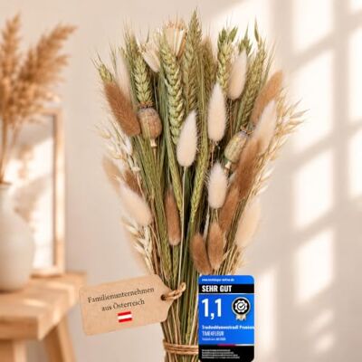 TIME4FLEUR ® Boho Trockenblumenstrauß M – Getrocknete Blumen, Boho Deko Natur beige & creme, handgebunden in Österreich, Tischdeko, Wohnzimmer, Geschenk für Frauen, Muttertag, Geburtstag TIME4FLEUR ® Boho Trockenblumenstrauß M – Getrocknete Blumen, Boho Deko Natur beige & creme, handgebunden in Österreich, Tischdeko, Wohnzimmer, Geschenk für Frauen, Muttertag, Geburtstag