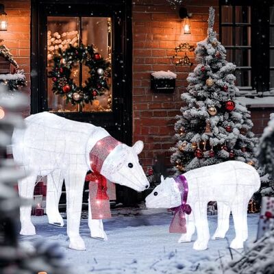 Outsunny Weihnachtsdekoration Eisbärenfamilie Mutter und Jungtier mit Timer 140 Weiße LEDs, Beleuchtet Weihnachtsdeko, für Innen- und Außenbereich, Weihnachtsbeleuchtung Outsunny Weihnachtsdekoration Eisbärenfamilie Mutter und Jungtier mit Timer 140 Weiße LEDs, Beleuchtet Weihnachtsdeko, für Innen- und Außenbereich, Weihnachtsbeleuchtung