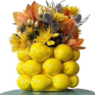 PEACHIIPITT Zitronenvase – fröhliche gelbe Keramikvase im französischen/mediterranen Stil, einzigartige Vase mit 3D-Zitronen-Design, Zitronen-Küchendekoration, Geschenk zum Einzug PEACHIIPITT Zitronenvase – fröhliche gelbe Keramikvase im französischen/mediterranen Stil, einzigartige Vase mit 3D-Zitronen-Design, Zitronen-Küchendekoration, Geschenk zum Einzug