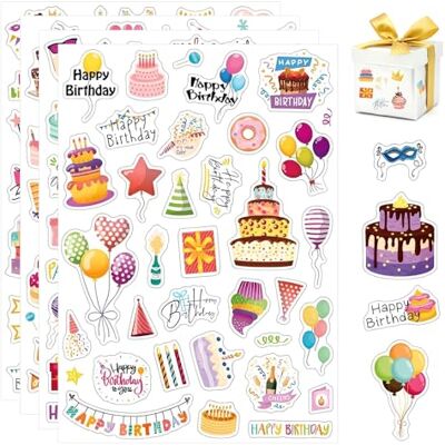 HMCEY 4 Blätter Sticker Geburtstag Gästebuch,Happy Birthday Aufkleber Dekoration,Party Sticker Fotobuch,Stickers Scrapbook Kinder,Aufkleber Fotoalbum Hochzeit,Journal Stickers Babyalbum für DIY HMCEY 4 Blätter Sticker Geburtstag Gästebuch,Happy Birthday Aufkleber Dekoration,Party Sticker Fotobuch,Stickers Scrapbook Kinder,Aufkleber Fotoalbum Hochzeit,Journal Stickers Babyalbum für DIY