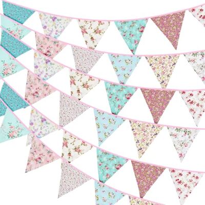G2PLUS 10M Süße Beidseitig Wimpel Girlande Stoff: Blau und Rosa Bunting Wimpelkette, Stoffgirlande mit 36 STK Farbenfroh Wimpeln für Hochzeits Geburtstag Party,Kinderzimmer-Deko G2PLUS 10M Süße Beidseitig Wimpel Girlande Stoff: Blau und Rosa Bunting Wimpelkette, Stoffgirlande mit 36 STK Farbenfroh Wimpeln für Hochzeits Geburtstag Party,Kinderzimmer-Deko