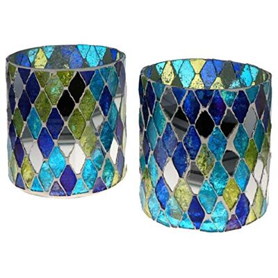 Wuona Objects Nona RAJA 2875-9x10cm 2er Set Mosaik Teelichtglas Teelichtgläser Kerzenglas Kerzengläser Mosaikglas orientalisch Vintage Wuona Objects Nona RAJA 2875-9x10cm 2er Set Mosaik Teelichtglas Teelichtgläser Kerzenglas Kerzengläser Mosaikglas orientalisch Vintage