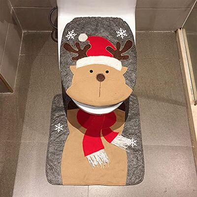 Chedin Toilettensitzbezug Weihnachten WC Sitz Cover Teppich Weihnachtsdeko Toilette Dekorationen Weihnachtsmann Schneemann Elch Toilettenvorleger Set 2 Stücke (Elch) Chedin Toilettensitzbezug Weihnachten WC Sitz Cover Teppich Weihnachtsdeko Toilette Dekorationen Weihnachtsmann Schneemann Elch Toilettenvorleger Set 2 Stücke (Elch)