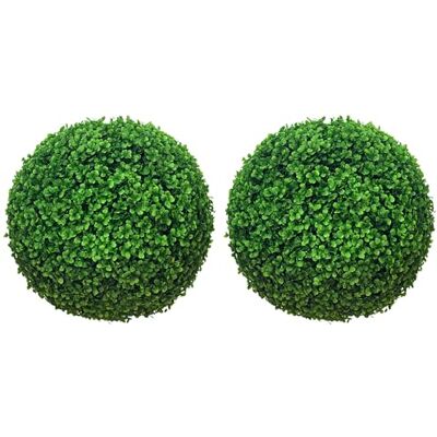 HOMCOM 2er-Set Künstliche Buchsbaumkugel UV-beständig im Topf Ø40 cm Kunstpflanze, Plastik Künstliche Pflanzen, Fake Plant Wie Echt, für Wohnzimmer Schlafzimmer Büro Garten Deko Geschenk HOMCOM 2er-Set Künstliche Buchsbaumkugel UV-beständig im Topf Ø40 cm Kunstpflanze, Plastik Künstliche Pflanzen, Fake Plant Wie Echt, für Wohnzimmer Schlafzimmer Büro Garten Deko Geschenk